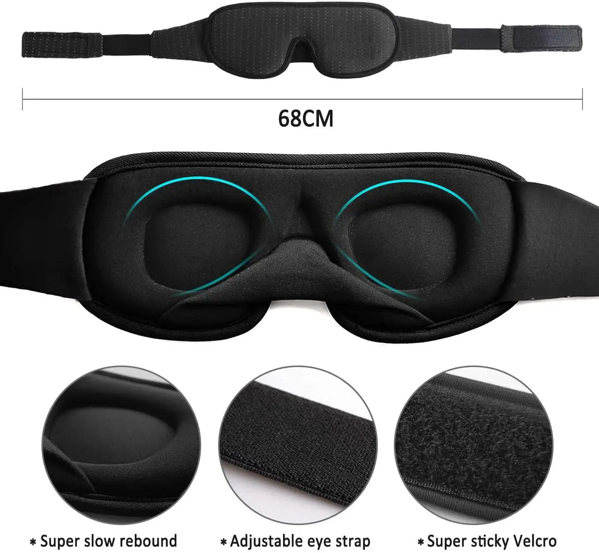 3D Mask for Sleep - Soft Padded