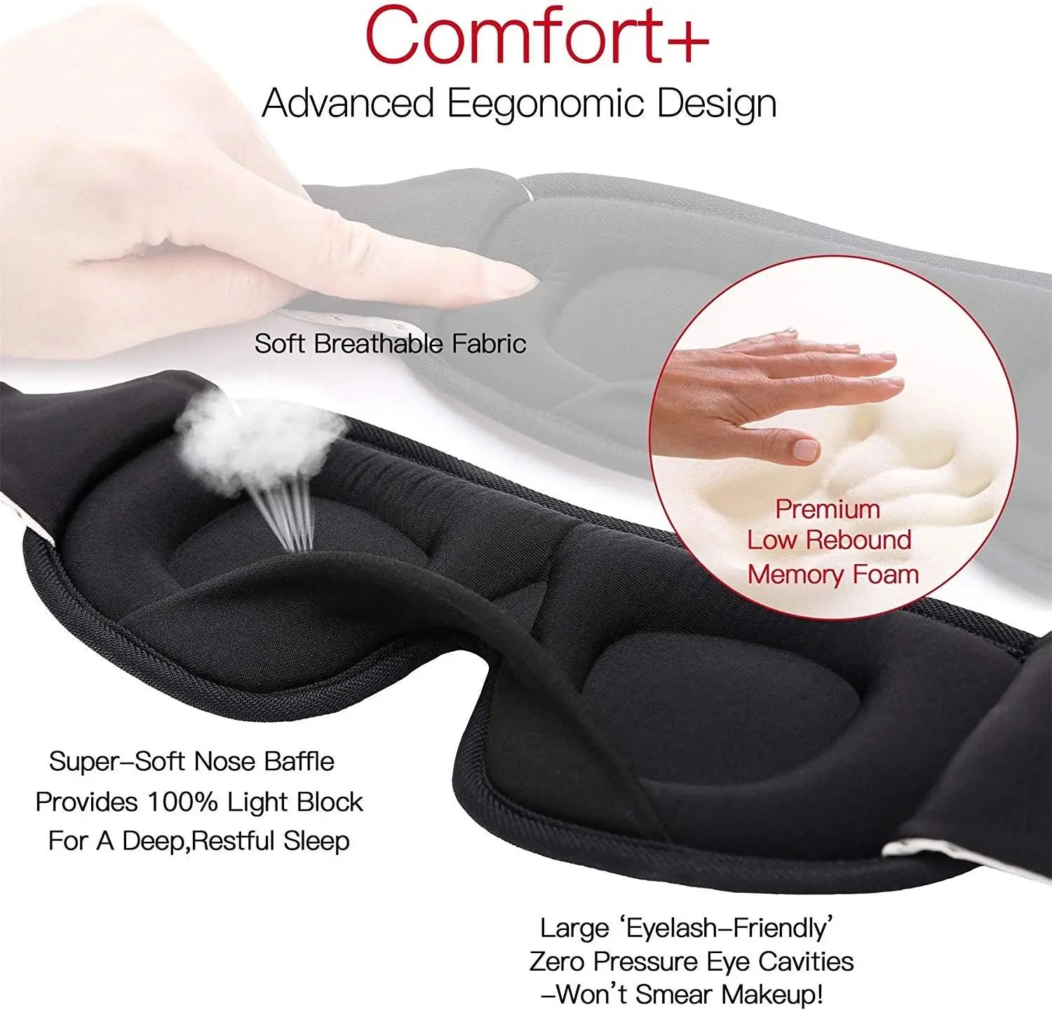 3D Mask for Sleep - Soft Padded