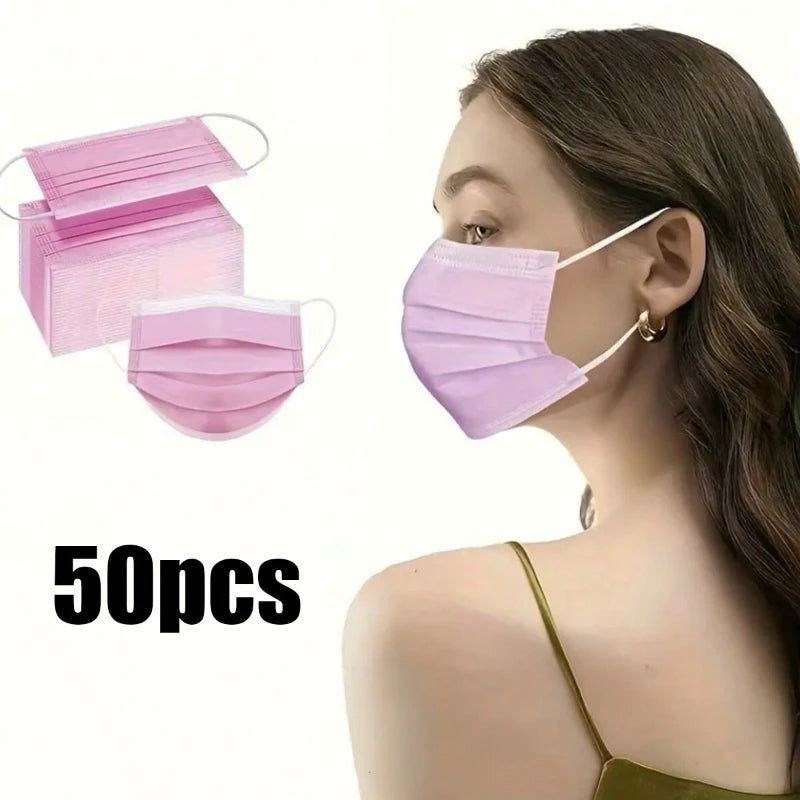 50pcs Disposable Face Masks: Soft On Skin - 3-Ply