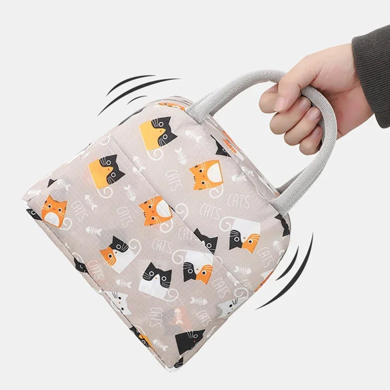 Cartoon Lunch Bags Insulated Lunch Box Storage Bag Picnic Food Storage Handbag Portable Icebag Large Capacity Student Bento Bag