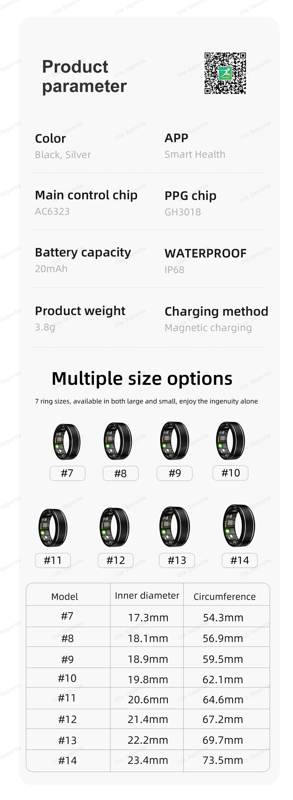 Blood Pressure - Sleep - Health Monitor Smart Ring