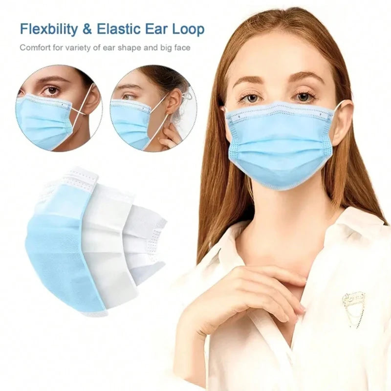 50pcs Disposable Face Masks: Soft On Skin - 3-Ply