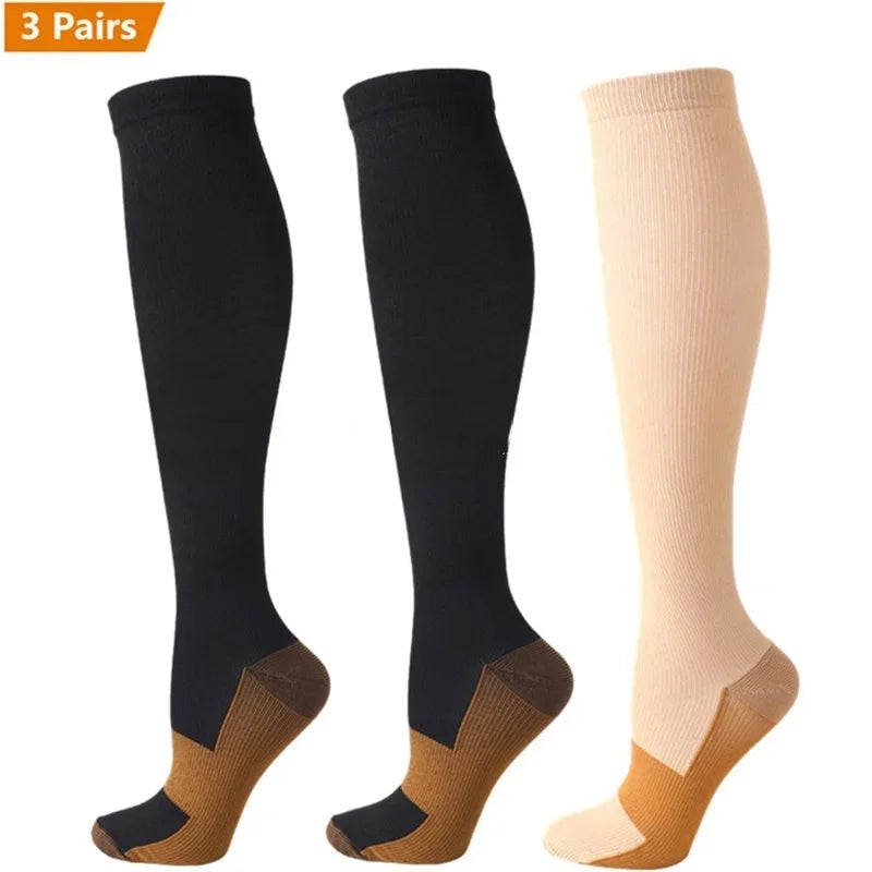 3 Pair Copper Compression Socks Women/Men