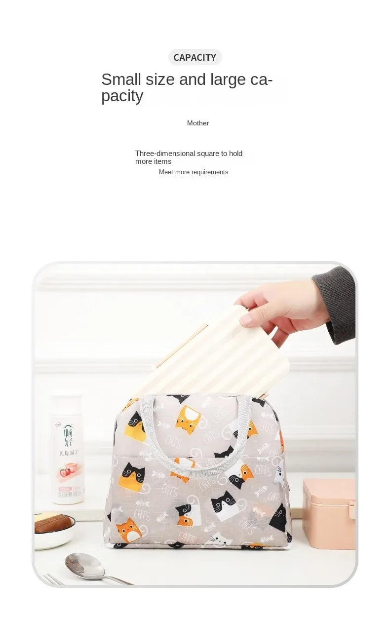 Cartoon Lunch Bags Insulated Lunch Box Storage Bag Picnic Food Storage Handbag Portable Icebag Large Capacity Student Bento Bag