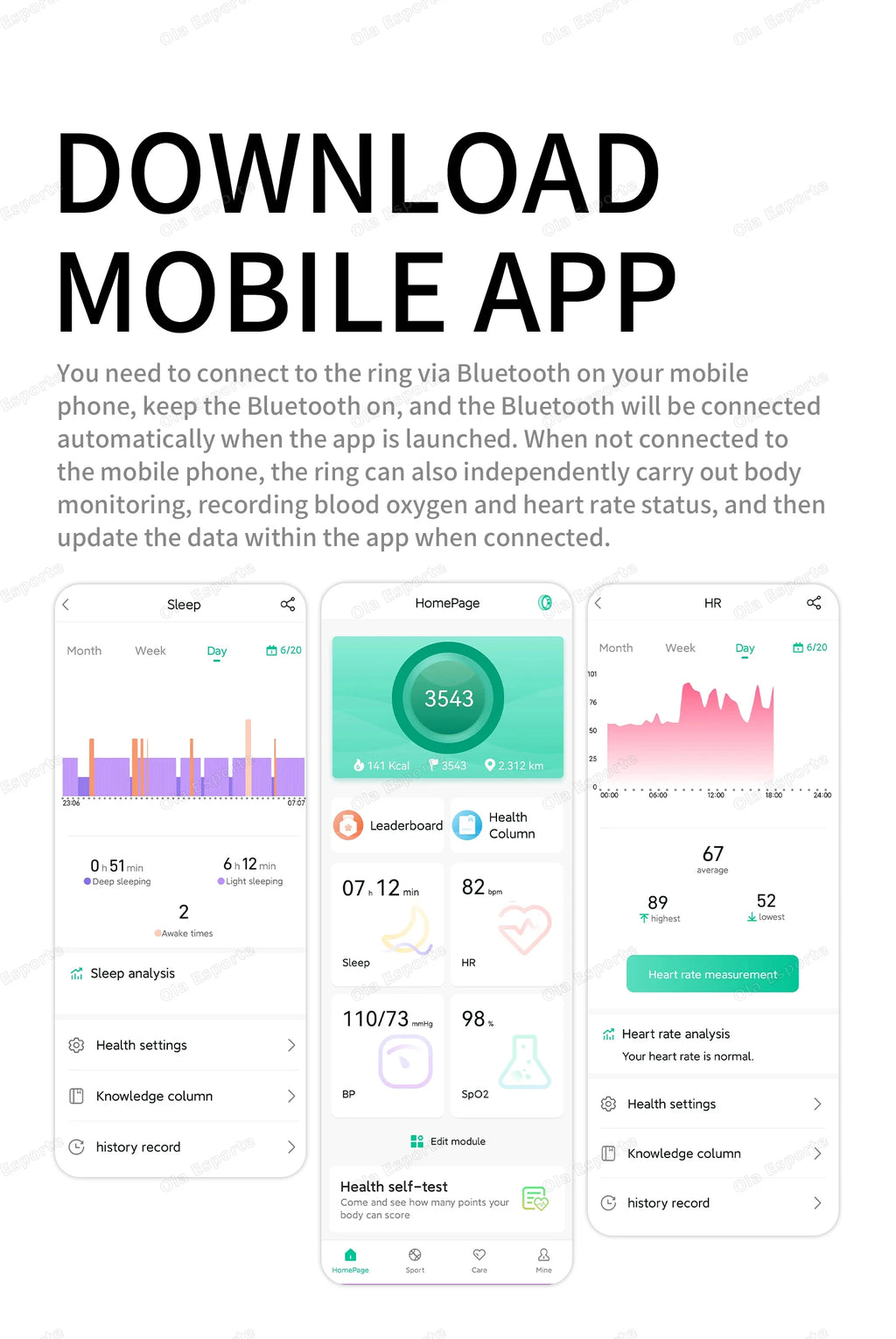 Blood Pressure - Sleep - Health Monitor Smart Ring