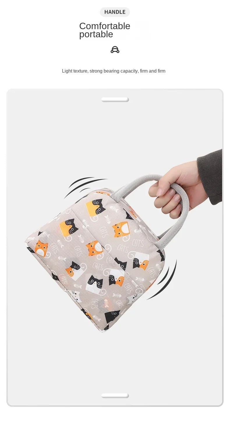 Cartoon Lunch Bags Insulated Lunch Box Storage Bag Picnic Food Storage Handbag Portable Icebag Large Capacity Student Bento Bag