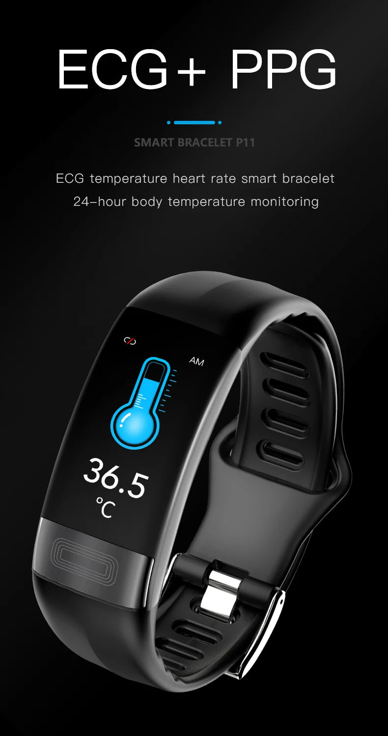 EKG PPG Spo2 Smart Bracelet Watch Medical Health ECC Fitness Tracker for Men Women Calorie Blood Pressure Smartwatch