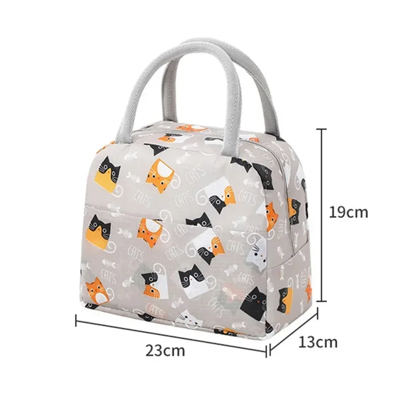 Cartoon Lunch Bags Insulated Lunch Box Storage Bag Picnic Food Storage Handbag Portable Icebag Large Capacity Student Bento Bag