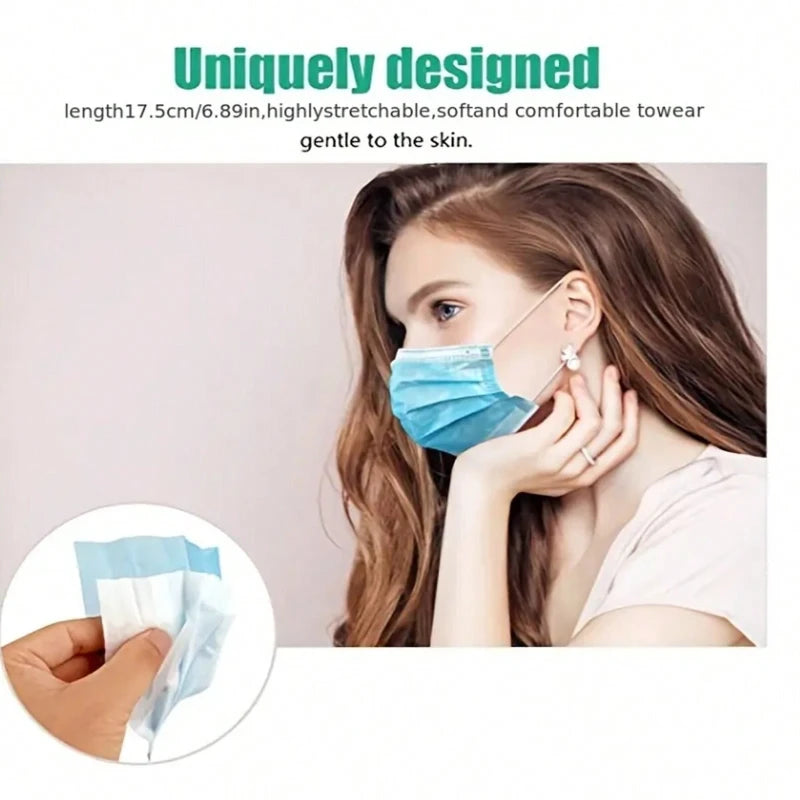 50pcs Disposable Face Masks: Soft On Skin - 3-Ply
