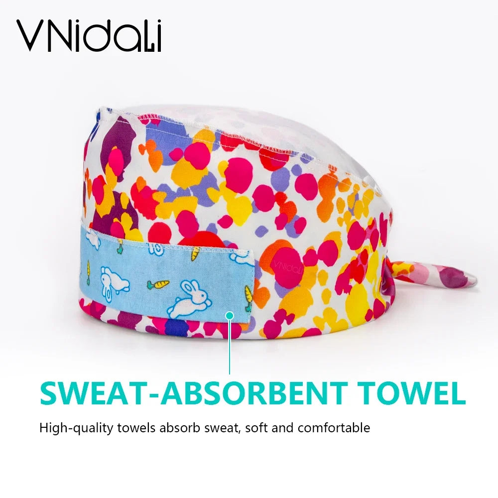Solid color scrub cap with button