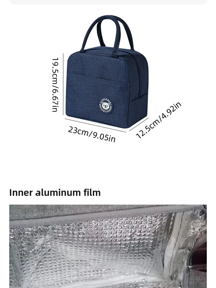 Insulated Lunch Bag Women Kids Cooler Bag Thermal Bag Portable Ice Pack Tote Canvas Food Container Food Picnic Bags