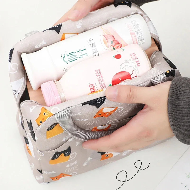 Cartoon Lunch Bags Insulated Lunch Box Storage Bag Picnic Food Storage Handbag Portable Icebag Large Capacity Student Bento Bag