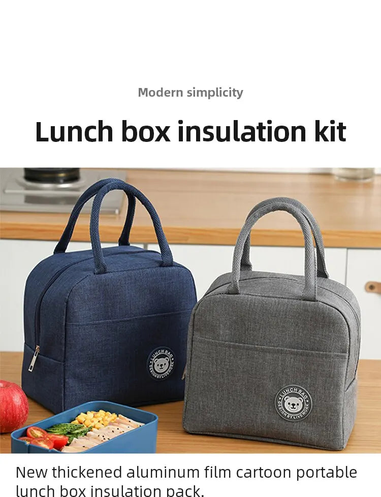 Insulated Lunch Bag Women Kids Cooler Bag Thermal Bag Portable Ice Pack Tote Canvas Food Container Food Picnic Bags