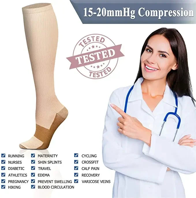 3 Pair Copper Compression Socks Women/Men