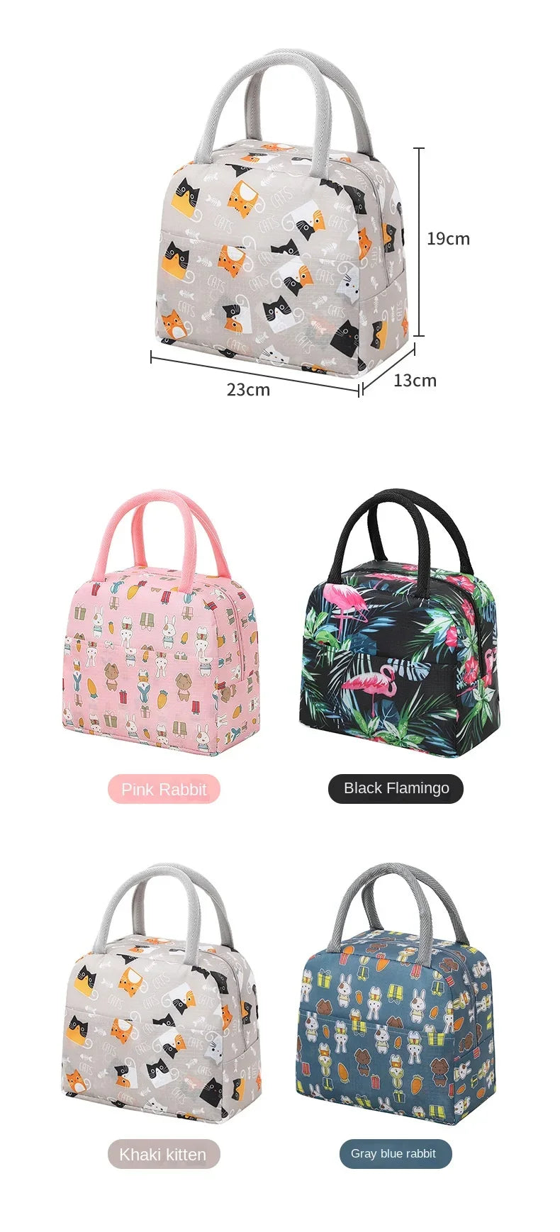 Cartoon Lunch Bags Insulated Lunch Box Storage Bag Picnic Food Storage Handbag Portable Icebag Large Capacity Student Bento Bag