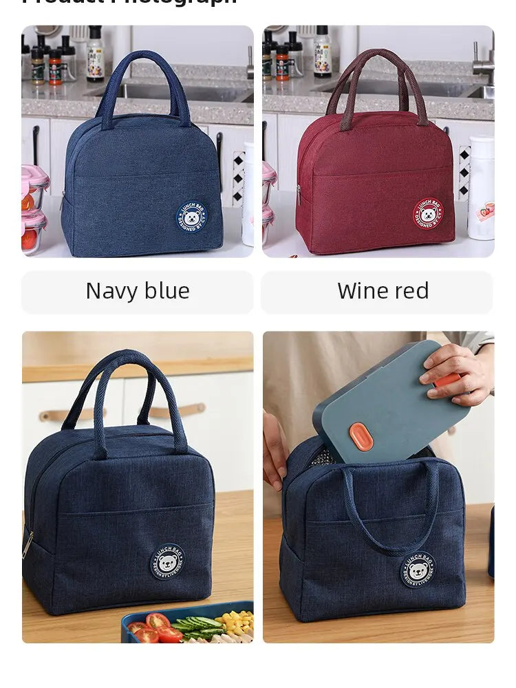 Insulated Lunch Bag Women Kids Cooler Bag Thermal Bag Portable Ice Pack Tote Canvas Food Container Food Picnic Bags