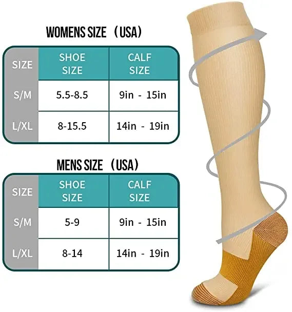 3 Pair Copper Compression Socks Women/Men