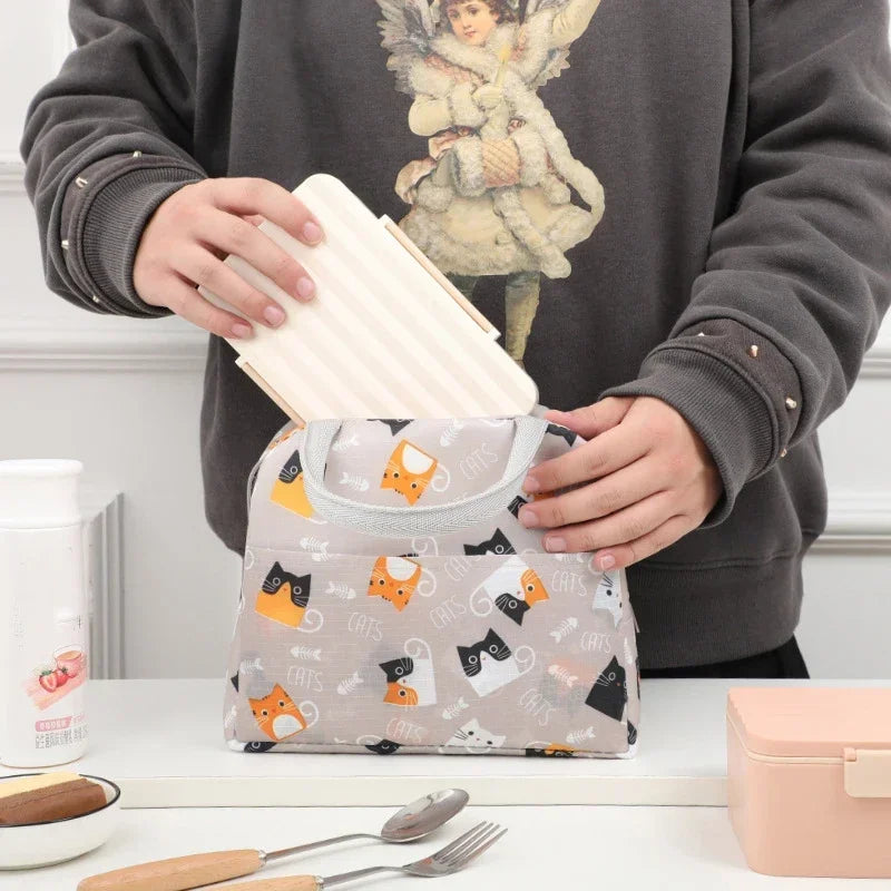 Cartoon Lunch Bags Insulated Lunch Box Storage Bag Picnic Food Storage Handbag Portable Icebag Large Capacity Student Bento Bag