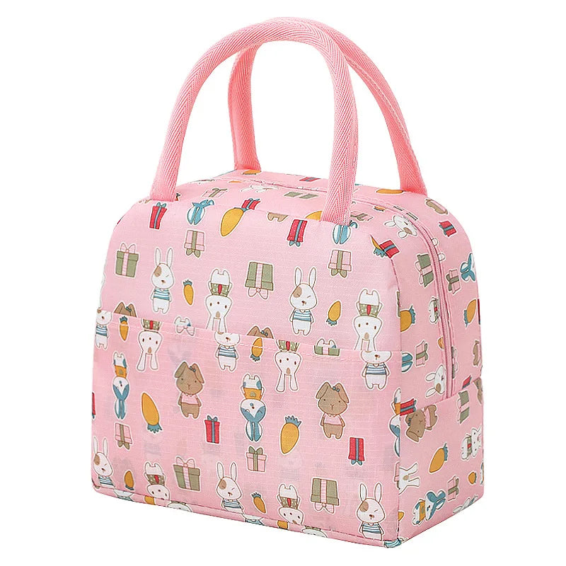Cartoon Lunch Bags Insulated Lunch Box Storage Bag Picnic Food Storage Handbag Portable Icebag Large Capacity Student Bento Bag