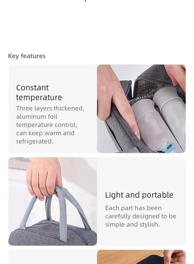 Insulated Lunch Bag Women Kids Cooler Bag Thermal Bag Portable Ice Pack Tote Canvas Food Container Food Picnic Bags