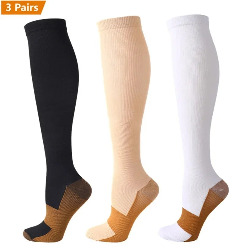 3 Pair Copper Compression Socks Women/Men