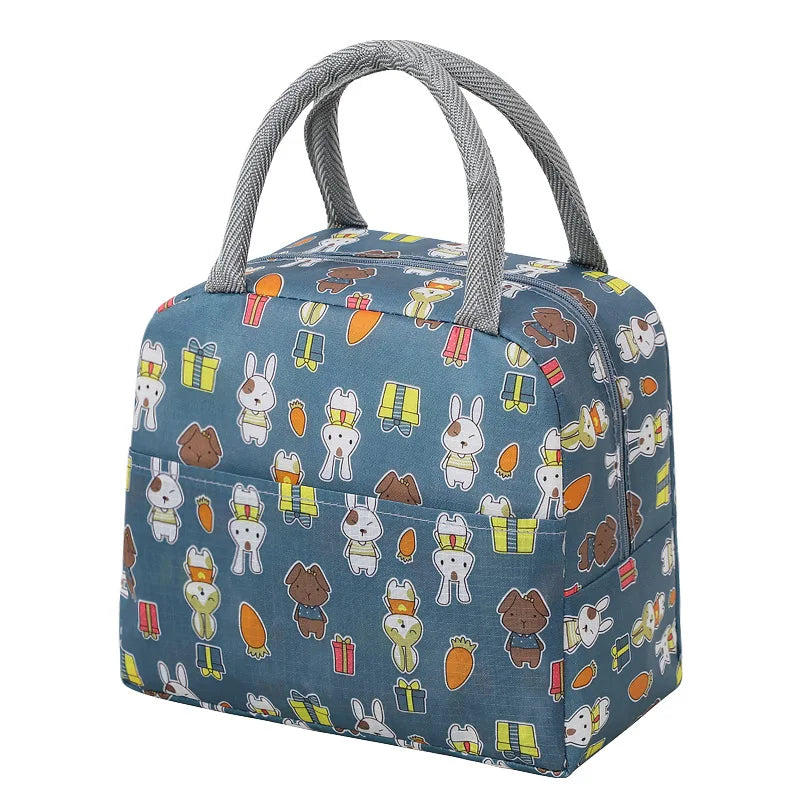 Cartoon Lunch Bags Insulated Lunch Box Storage Bag Picnic Food Storage Handbag Portable Icebag Large Capacity Student Bento Bag