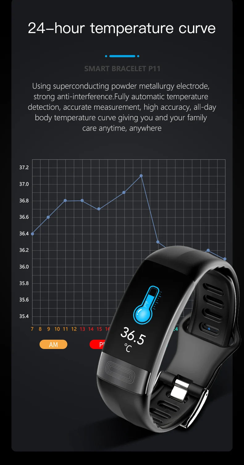 EKG PPG Spo2 Smart Bracelet Watch Medical Health ECC Fitness Tracker for Men Women Calorie Blood Pressure Smartwatch